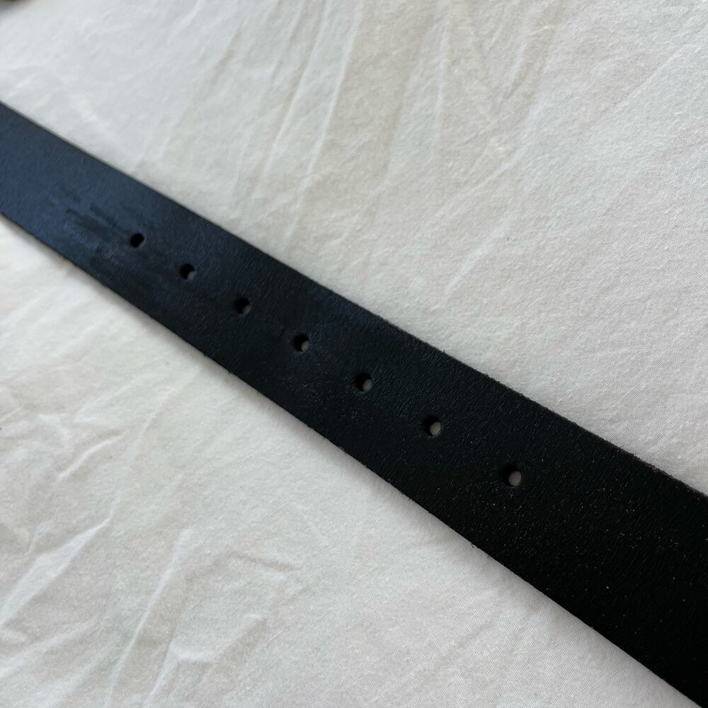 All Saints Weathered Black Leather Men’s Belt Gold Hardware Size Large - Picture 5 of 6